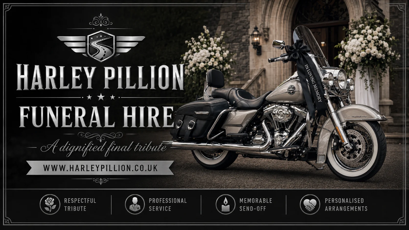 Harley Pillion funeral motorcycle escort service